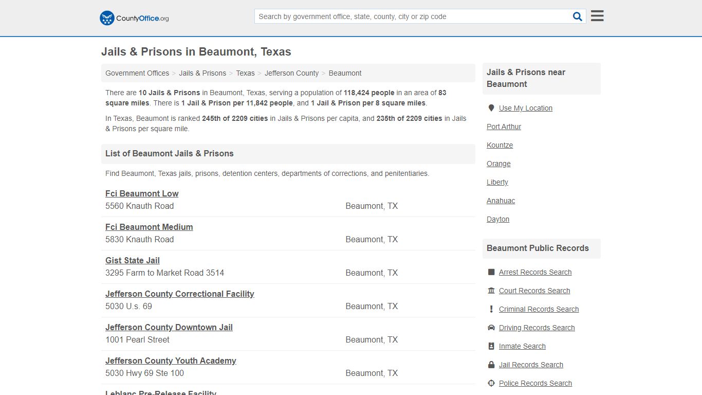 Jails & Prisons - Beaumont, TX (Inmate Rosters & Records)